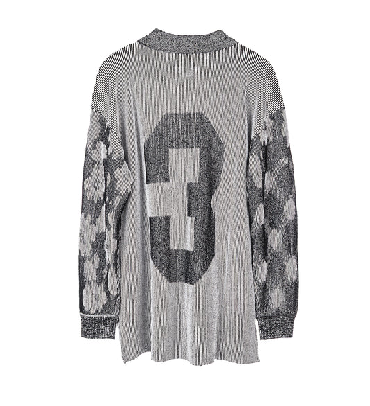 ILLUSION KNIT LONGSLEEVE POLO BLACK/WHITE