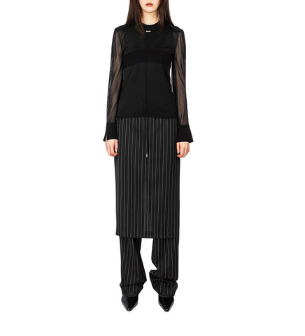 VISCOSE KNITTED LONG SLEEVES CREW NECK PULLOVER BLACK