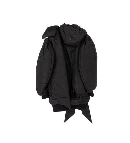 OVERSIZED BOW DETAIL BOMBER JACKET W/ EMB. BLACK/JET