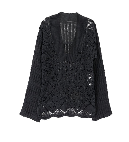 RUNAR DEEP V-NECK COMFORT SWEATER BLACK