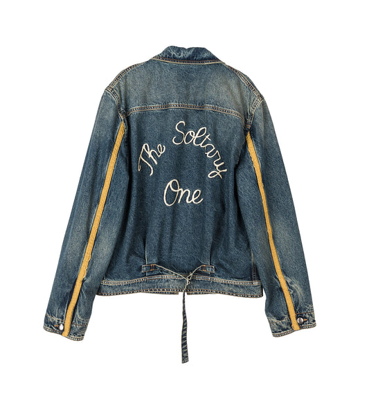 ROCCO SLIM FIT ZIPPED BLOUSON MID BLUE