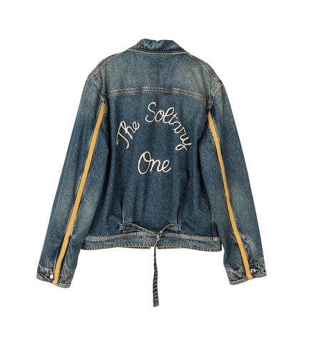 ROCCO SLIM FIT ZIPPED BLOUSON MID BLUE