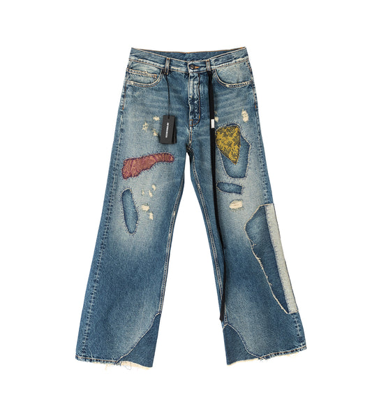 MODEST 5-POCKETS RELAXED FLARED TROUSERS VINTAGE BLUE