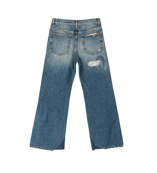 MODEST 5-POCKETS RELAXED FLARED TROUSERS VINTAGE BLUE