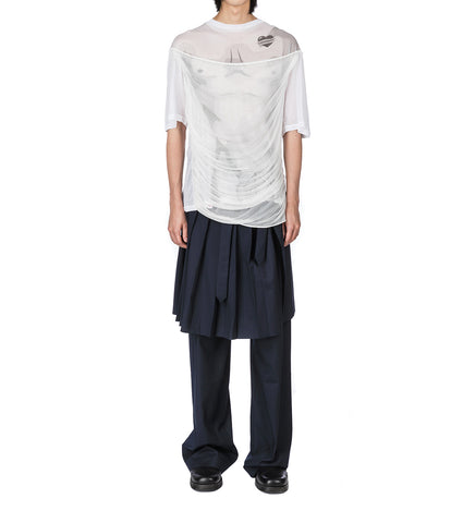 DRAPED MESH TEE WHITE