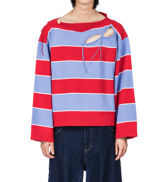 SLASH STRIPE JUMPER RED