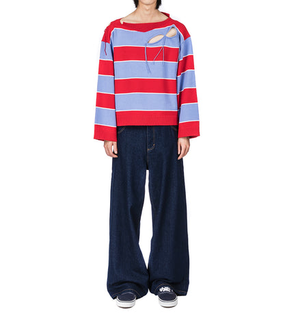 SLASH STRIPE JUMPER RED