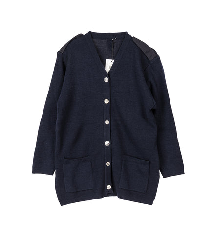 JEWELRY BUTTON CARDIGAN NAVY BLUE
