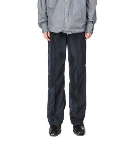 ELASTICATED NYLON TAILORED PANTS BLACK