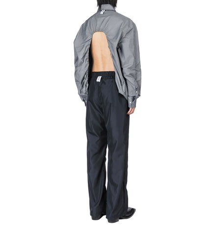 ELASTICATED NYLON TAILORED PANTS BLACK