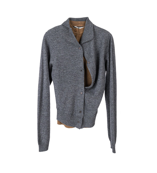 DOUBLE CARDIGAN GREY AND BEIGE
