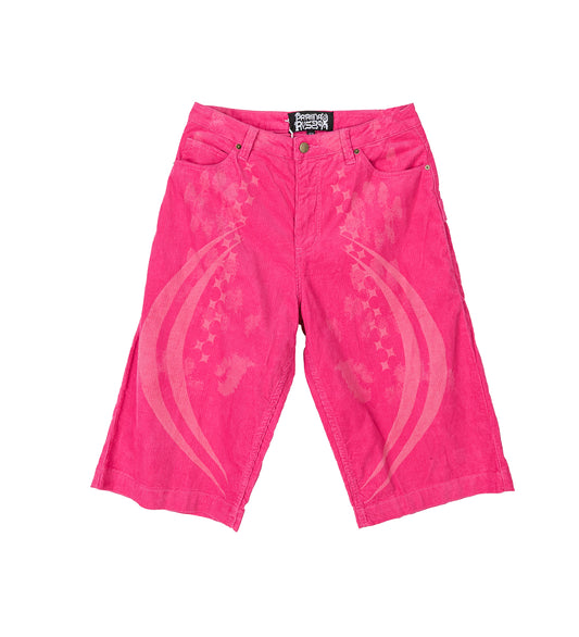 CORDUROY BAGGY LONG BERMUDAS FUCHSIA