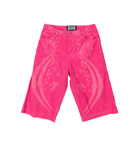 CORDUROY BAGGY LONG BERMUDAS FUCHSIA