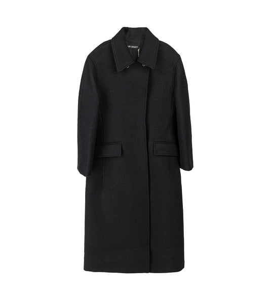 BOULEVARD COAT BLACK STAMPED WOOL