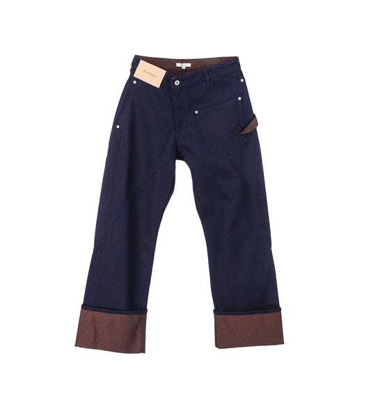 TURN UP TWISTED WORKWEAR JEANS BLUE/RED
