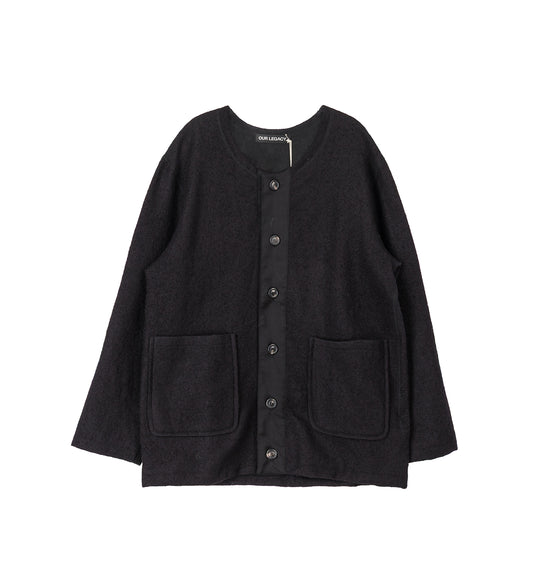 LINER CARDIGAN RITUAL BLACK MESH WOOL