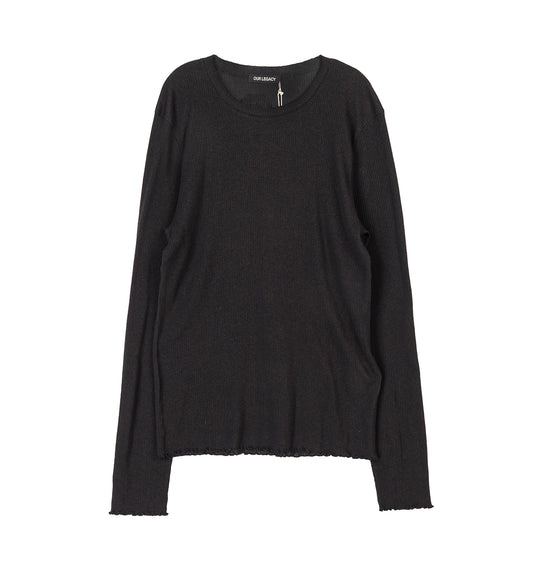 ELONGATED LONGSLEEVE CHARREDD SHADE RIPPLE RIB