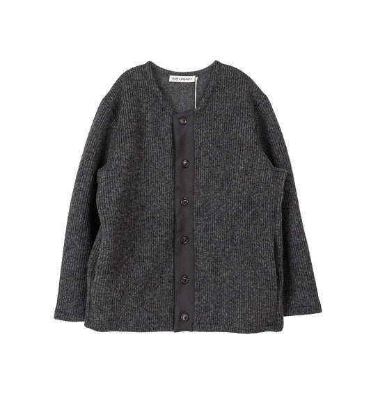 LINER CARDIGAN FROSTED CHARCOAL PRESS WOOL