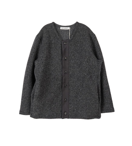 LINER CARDIGAN FROSTED CHARCOAL PRESS WOOL