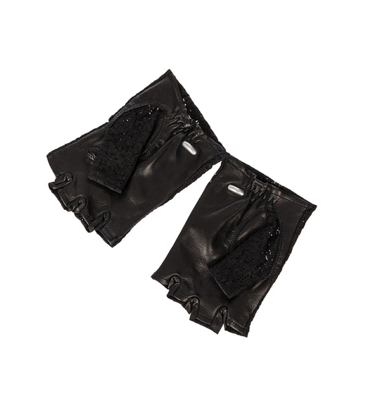 BIKER GLOVE BLACK LOTUS SHRUNKEN LACE