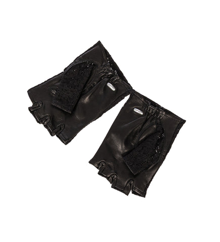 BIKER GLOVE BLACK LOTUS SHRUNKEN LACE