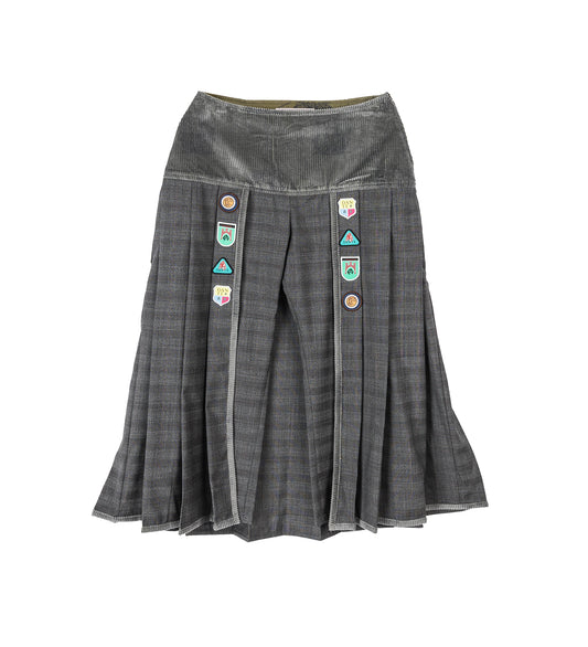 KIKO KOSTADINOV X THE DANTE COLLECTION DANTE PLEATED SKORT GREY GLEN CHECK