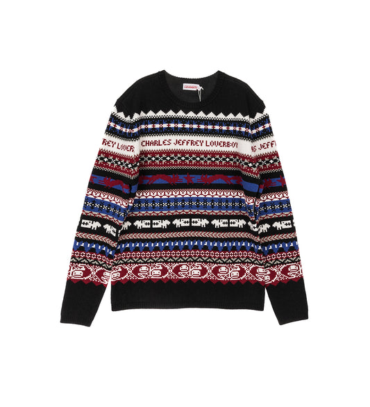 FINE FAIRISLE JUMPER BLACK/BLUE/PURPLE