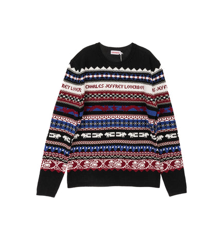 FINE FAIRISLE JUMPER BLACK/BLUE/PURPLE