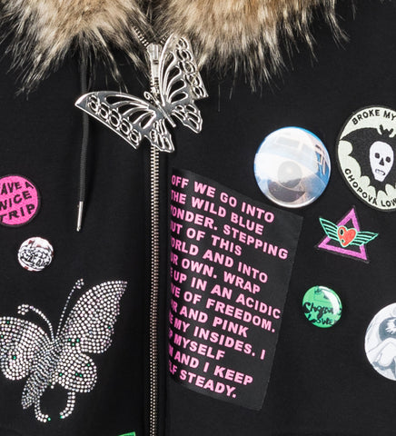 FUZ ZIP HOODIE BLACK MULTI