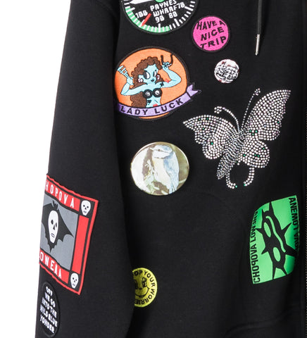 FUZ ZIP HOODIE BLACK MULTI