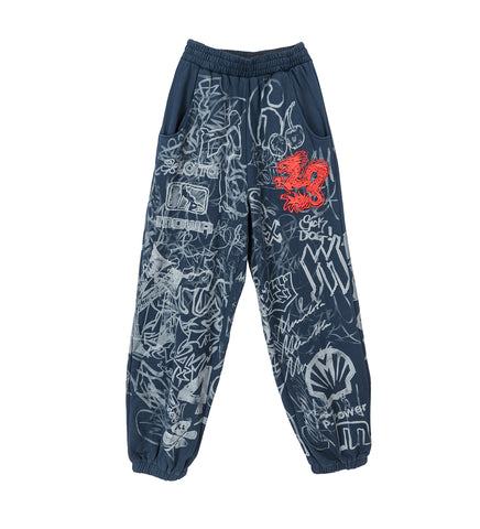 GRAFITTI TRACK PANTS GREY/BLUE