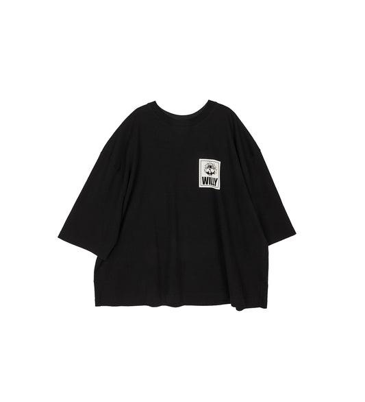 WILLY SKULL SQUARE SS BUFFALO TEE SOLID BLACK