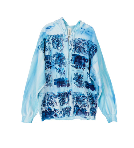 STUDIO WESTFALL PATCHES ZIP HOODIE DIRTY BLUE