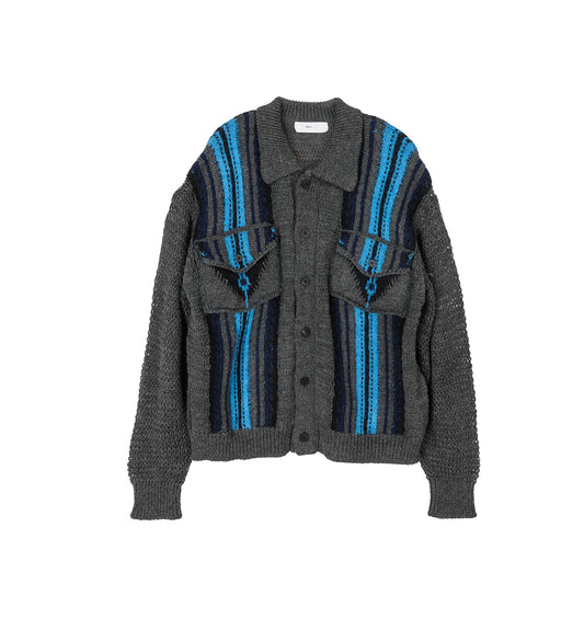 MESH KNIT JACKET GRAY