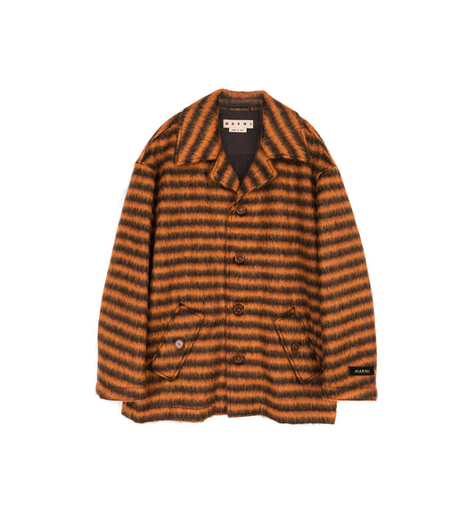 STRIPED MOHAIR COAT CARROT