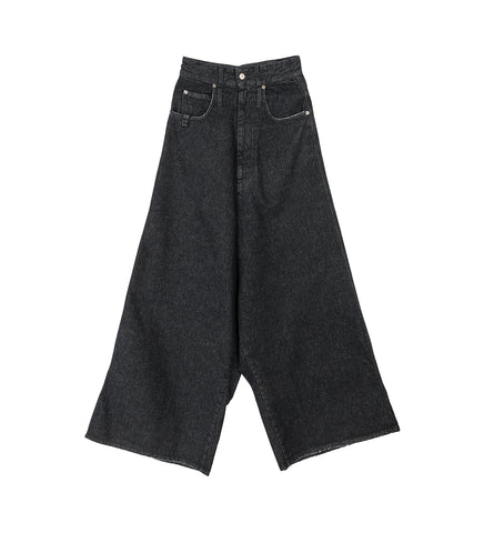 DROP CROTCH DENIM RINSED BLACK