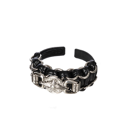 LEATHER BRAID BANGLE BLACK
