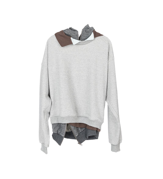TRIPLE HOODIE GREY/BROWN/BABY BLUE