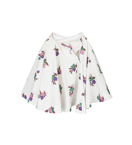 UNZIPPED FLORAL CIRCLE SKIRT WHITE AND FLORAL