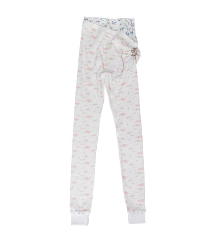 PULLED DOWN LEGGINGS WHITE FLORAL
