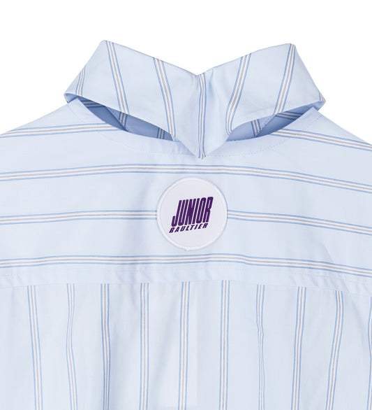 PINSTRIPED LOATING COLLAR SHIRT LIGHTBLUE/WHITE