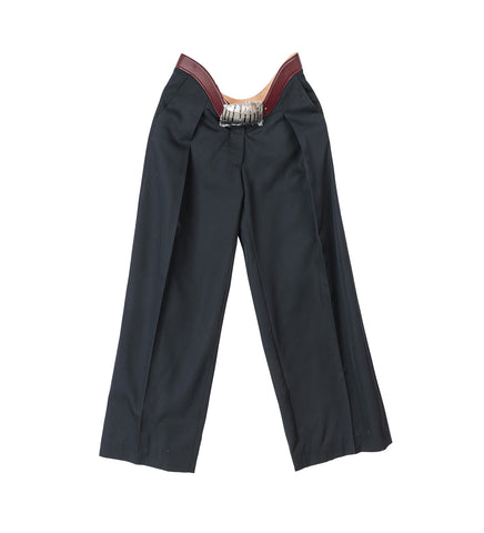 WIDE TAILORED TROUSERS NAVY/BURGUNDY