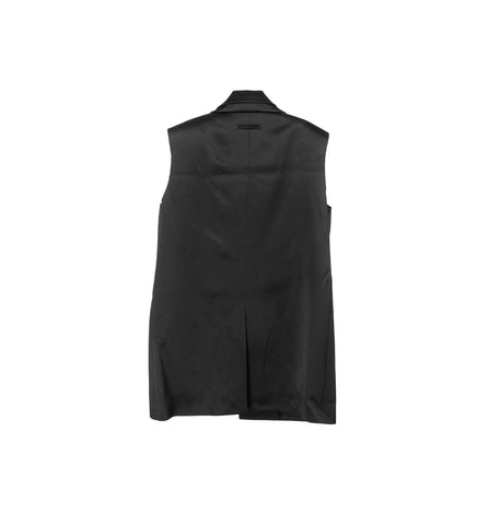 DOUBLE LAYER SLEEVELESS JACKET WITH BODY DETAIL BLACK
