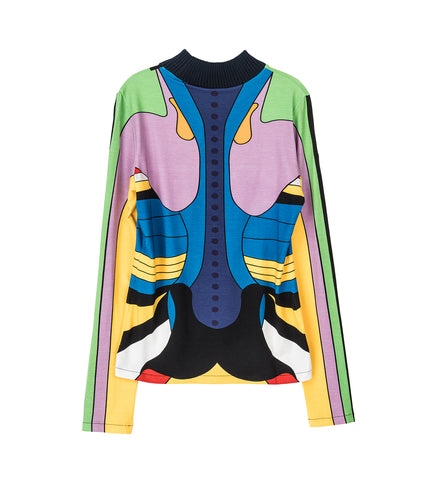 STRETCH LONG SLEEVES TOP MULTICOLOR