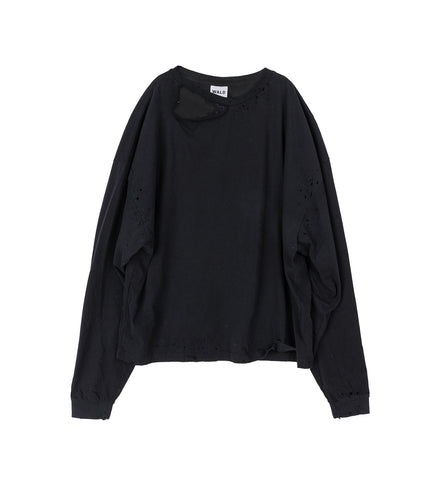 DISTRESSED SOFT LONG SLEEVE BLACK