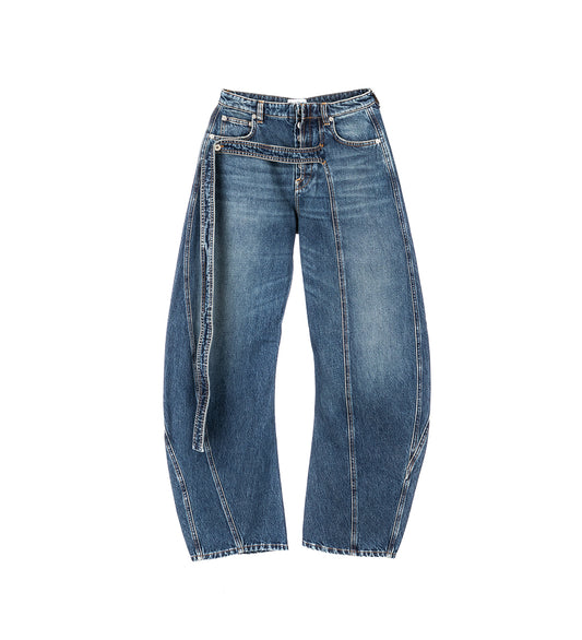 LOW WAISTED JEAN WITH STRAP DETAIL ON THE FRONT VINTAGEBLUE