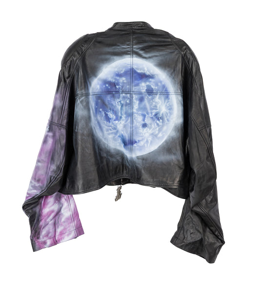 SWAN LEATHER JACKET BLACK/LILAC