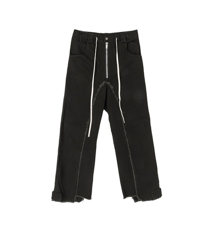 RAW EDGE BAGGY JEANS WASHED BLACK