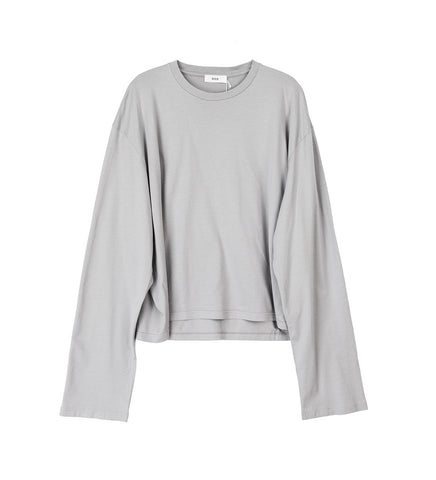 T-SHIRT ROUND NECK LONG SLEEVES LIGHT GREY JERSEY