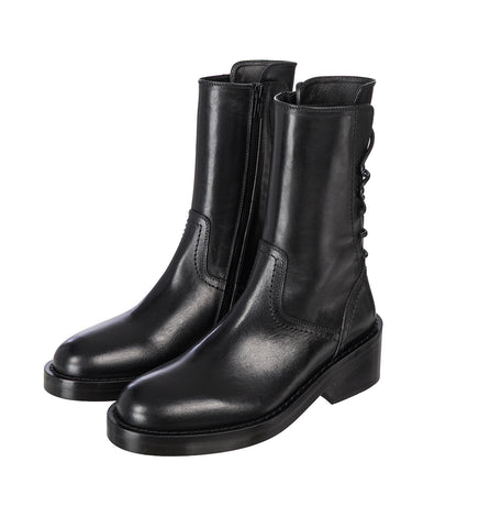 HENRICA LACED BACK ANKLE BOOTS BLACK